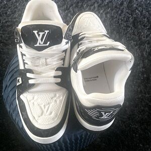 Size 11 Louis Vuitton black-and-white sneakers